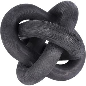EASYEAH Decorative Hand Carved Accents Wood Chain Link Decor Shelf Decor Wood Knot Decor 3-Link Pine