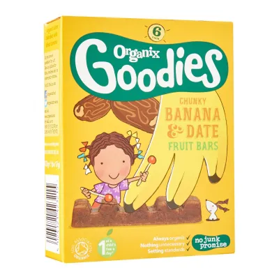 Organix Goodies Banana And Date Chunky Fruit Bar 6 Pack Baby Food