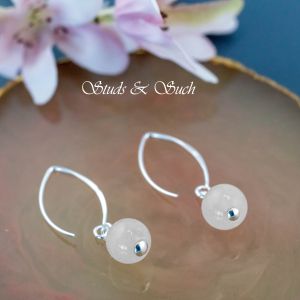 [Studs & Such] 925 Silver Hook Earrings With Natural Rose Quartz
