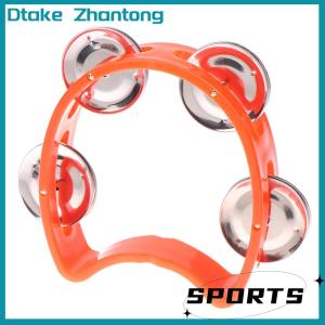 Dtake Kindergarten Hand-held Tambourine Metal Bells Plastic Rattle Ball Percussion KTV Party Kids Game Toy Musical Instrument