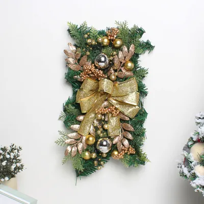 Christmas Door Swag Red Berries Color Balls Bowknot Pinecone Realistic Scene Layout Plastic Xmas Stair Wreath Garland Pendant for Party