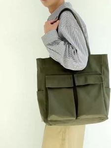 Japanese Style Vintage Canvas Bag Mens Large Capacity Handbag Work Clothing Make-up Class Canvas Bag Student Class Schoolbag Tote Bag