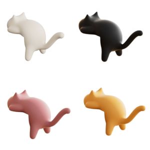 SIDSI 4Pcs Plastic Cat Table Hook Space Saving Cute Cat Bag Hook Practical Decorative Desk Side Hooks for Home
