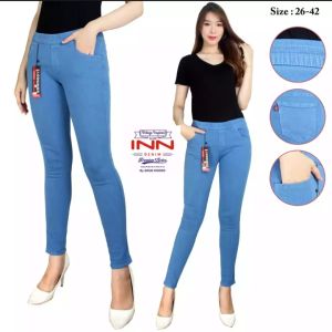 Celana Jeans Jumbo - Legging Jeans Wanita - Celana Jeans Wanita Pinggang Karet Terbaru Masa Kini