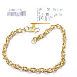 JIN JING RANTAI TANGAN SAUH (HOLLOW) EMAS 916 ORI 2.59G/2.78G/2.83G
