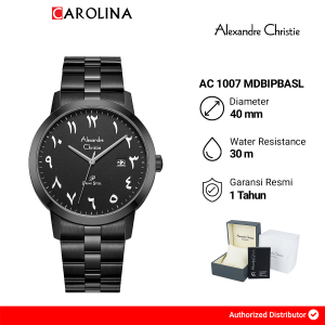 Jam Tangan Pria Alexandre Christie Primo AC 1007 MDBIPBASL Black Dial Black Stainless Steel Strap