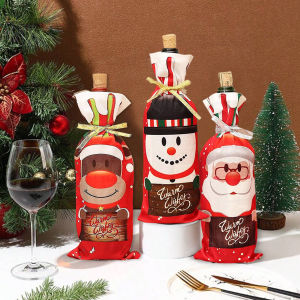 Christmas Wine Bottle Covers 32x12cm Santa Claus Snowman Elk Pattern Wine Bottle Bags Christmas Table Decorations for Home Xmas