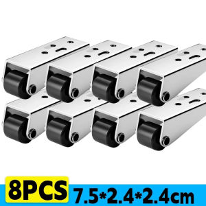 8PCS Directional Roller Universal Sliding Door Guide Wheel Mini Silent Pulley Table Cabinet Bottom Furniture Caster Hardware
