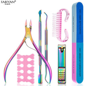 Cuticle Clipper Push For Nails Nail File Dust Cleaning Brush Dead Skin Removal Nail Art Set