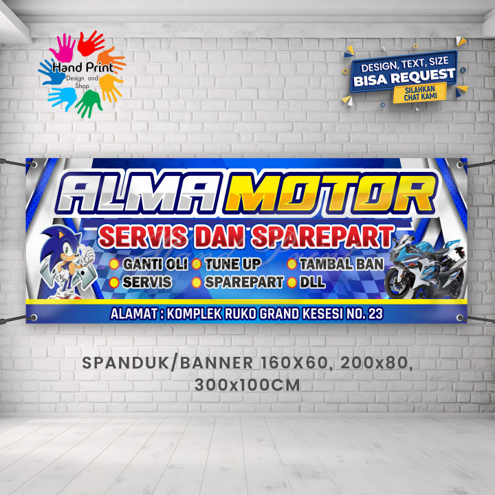 Spanduk Banner MMT Bengkel Motor Service Motor Variasi Modif Motor Cuci Steam Motor Dan Mobil