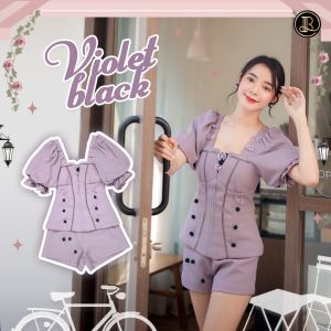 BLT BRAND การันตีเสื้อผ้าแบรนด์แท้ เซทกางเกงสีม่วง VIOLET BLACK Size XS