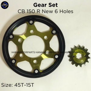 Gear Press Gir Set Depan Belakang CB 150 R New 6 Lubang 15T/45T
