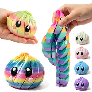1pc 3D Printing Dumpling Sensory Decompression Toy Deformable Twist Creative Stress-Relief Gadget Desk Ornament