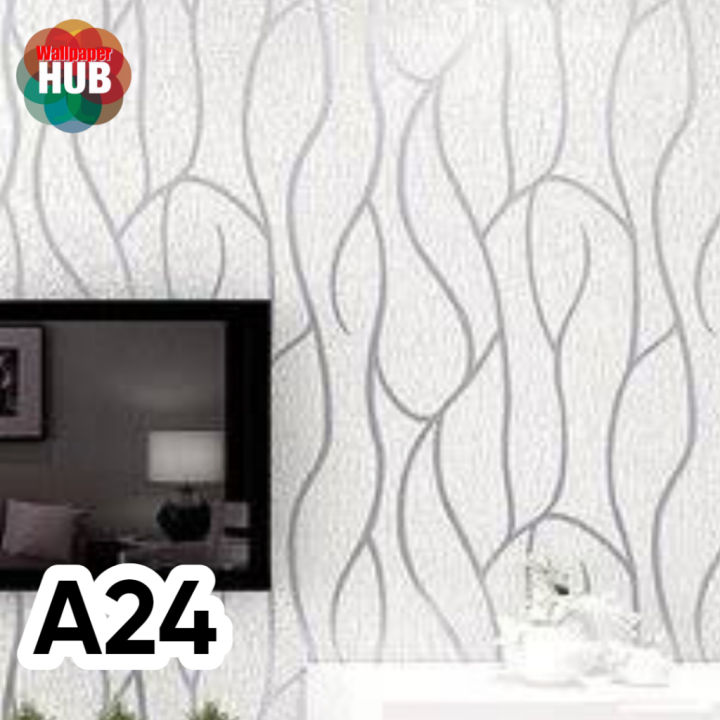 HUB A24 White Simple Lining Curve Pattern Geometric Wallpaper | Lazada PH