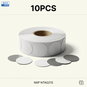10pcs RFID Label Anti-Metal NTAG215 Tag on-Metal NFC Stickers Rewritable Sticker NFC Tag for All NFC-Enabled Cell Phones Devices