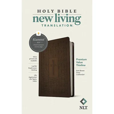 NLT Premium Value Thinline Bible Filament Enabled Edition-- soft leather-look brown