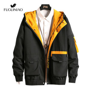 Fuguiniao Fashion Men Hooded Jacket Coat Plus Size Slim Jacket For Men M-4XL (White)