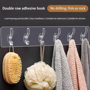STRONG ADHESIVE SEAMLESS HOOKS KITCHEN BATHROOM WATERPROOF TRANSPARENT WALL CRYSTAL CONNECT HANGING STICKY MAGIC HOOKS