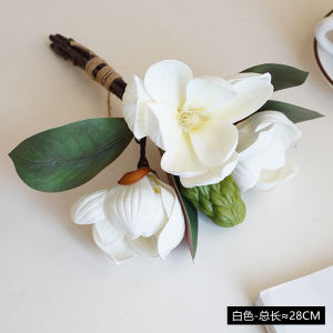 Artificial Magnolia Flowers 3 Stems Real Touch Faux Magnolia Flower Bouquets Home Wedding Table Office Floral Arrangement Decoration