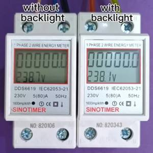 Din Rail Backlight Single Phase Energy Meter Informative KWh Amperage Power AC 220V 230V 80A Electricity Meter