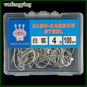 wxfengying 100pcs đóng hộp trắng Fox móc thép gai bạc carbon cao thép cho pelteobagrus fulvidraco và cá hồng câu cá