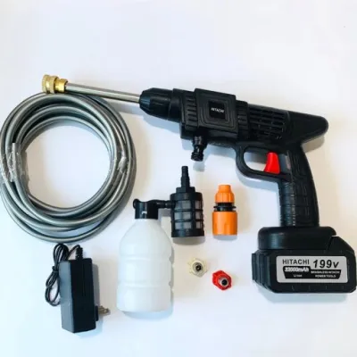 ( HÀNG CHÍNH HÃNG ) máy rửa xe mini cầm tay Máy HITACHI 199V xịt rửa xe máy ô tô cầm tay PIN SẠC CỰC MẠNH áp lực cao bọt tuyết dùng gia đình DUNG LƯỢNG PIN KHỦNG BH 12 tháng TỔNG KHO S&L VDVA