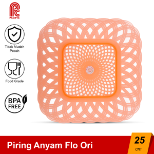 PACIFIC Piring Anyam Flo Ori Plastik 1 Pcs Motif Persegi Wicker Plate Tempat Makan PAC-PIR-352