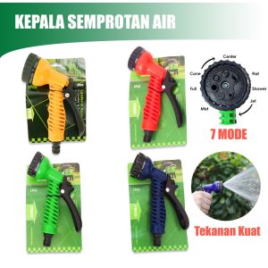 TITIK TIGA Semprotan Air 7 Posisi - Water Sprayer Semprotan Air Cuci Motor Taman Kebun Hose Nozzle Selang 7 Mode - Semprotan Air 7 Mode Semprotan Dengan Cuttoff Mode Putar