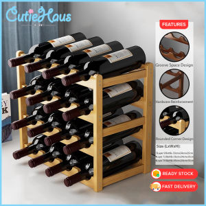 CUTIEHAUS 3/4 Layer Bamboo Wine Rack Wine Storage Racks Champagne Cabinet Rack Multilayer Rak Botol Wain Champagne - Fulfilled by Cutiehaus