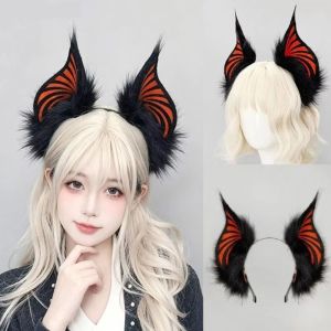 MINIAT Soft Bat Headband Anime Style Plush Bat Ears Headband Comfortable Elastic Band Plush Headband Halloween Party