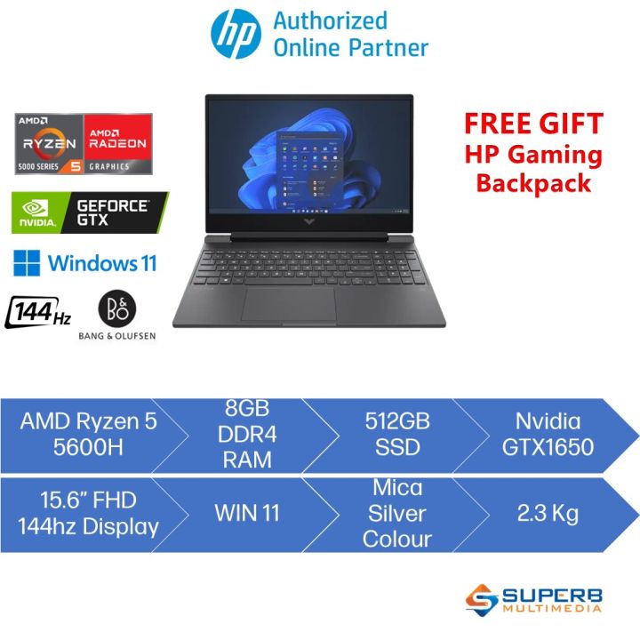 Hp Victus Gaming Laptop 15 Fb0034ax Amd Ryzen 5 5600h 8gb Ram 512gb Ssd Nvidia Gtx1650 156 3069