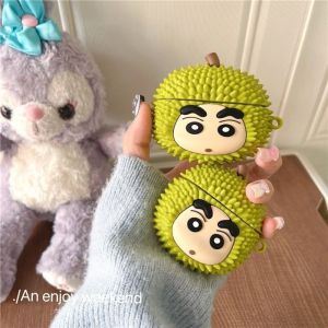 Crayon Shin Chan Anime Airpods Pro Earphone Protective Cover Cute 3D Cartoon Durian Airpods 2/1 3 Protective Cover Creative Gift