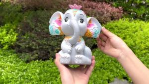Solar Garden Outdoor Statue Elephant with 4 LED LightsLawn Decor Statue for Patio BalconyYard OrnamentIdeal Gift for ChristmasWomenMomGrandmaBirthday or Unique Housewarming