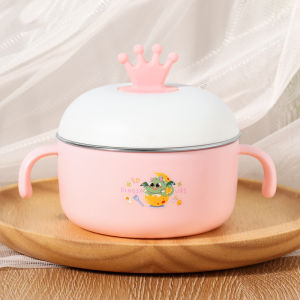 Bát ăn dặm inox hình vương miện có tay cầm