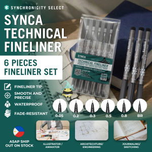 SYNCA TechPen Technical Pen Fineliner Set 9 Pieces Pigment Ink Waterproof & Fade-Resistant - SYNCA Tech Pen - for Professional Technical Drawing Illustration Sketching Journaling Art & Animation - Smooth Precise Lines Archival Quality