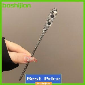 bashijian ปิ่นปักผมสไตล์จีนย้อนยุคปิ่นปักผมมีพู่ดอกไม้สีหมึกสำหรับผู้หญิงที่ใส่ผมทรงหางม้าที่สง่างามเครื่องประดับผม