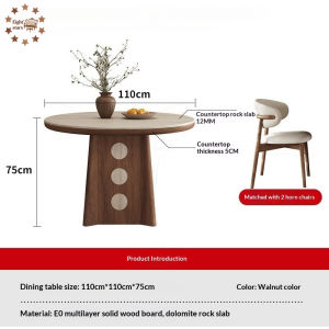 Dining Table Solid Wood Round Dining Table Home-Use Round Dining Table And Chair Set