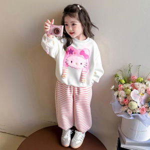 ชุดสูทเด็กผู้หญิง ลายการ์ตูนเคทีแมว สเวตเตอร์แขนยาว สำหรับลุคหวานๆ