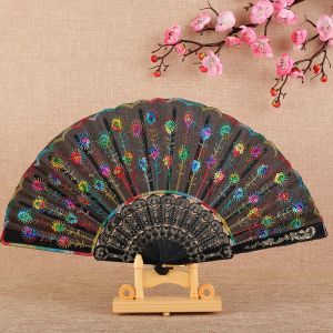ELLE Folding Fans for Women Embroidered Flower Design Summer Party Wedding Gifts Souvenir