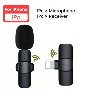 Wireless Lavalier MicrophoneGEESO K9 Boxed 2 in 1 Wireless Microphone Audio Video Recording Mini Mic for Live Broadcast