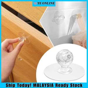 2 Pcs Crystal Hook Handle Punch-free Cabinet Drawer Handle Knobs Acrylic Invisible Wall Hangers Decor Kitchen Hook 隐形门把手
