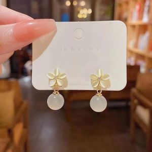 Fashionable Ring Gift 小清新猫眼石花朵银针耳钉百搭女轻奢小众高级感耳环气质网红耳饰