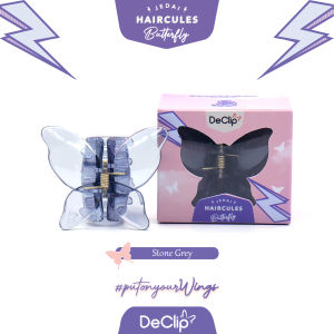 DeClip Jedai Butterfly Haircules Jepit Kupu Gigi 4 Ukuran 45cm Warna Stone grey