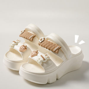 IELGY Cute Strawberry Bear Thick Bottom Sandals for Women Beach Seaside Clog