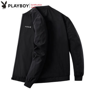 Playboy Spring and Autumn Lightweight Jacket Mens Slim Fit Stand Neck Coat Casual Fashion Handsome