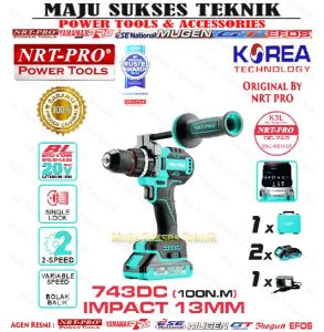 NRT PRO 743 DC Mesin Bor Cordless Impact Drill 13MM 20V Bor Baterai Battery Brushless Motor 743DC