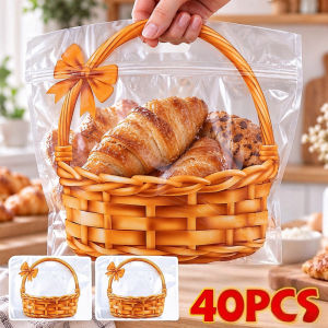 40Pcs Clear Window Toast Bags Thick Durable Self‑Sealing Oil‑Proof Packaging for Picnic Takeaway Gift Packaging
