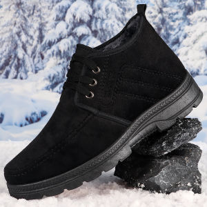 [Free Shipping] Mens Cotton Shoes Fleece-Lined and Thickened Winter Casual Shoes Warm Snow Boots Mens Style.