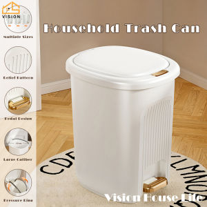 Vision 10L/15L/20L Foot Pedal Trash Can Dual Open Lid Garbage Can Household Living Room Bathroom Wastebasket Office Waste Bin Press To Open Garbage Bin Foot On Trash Bins