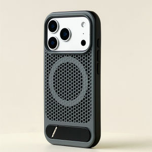 Mesh Cooling Folding Holder for MagSafe Phone Case For iPhone 17 17Pro Max 16 Pro Wireless Charging Shockproof Cover